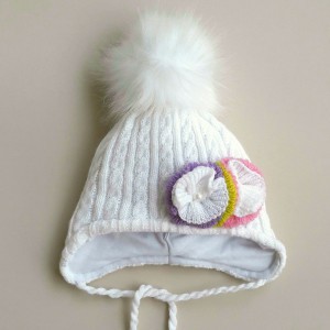 Зимняя шапка для девочки "Цветы", 40-42 см